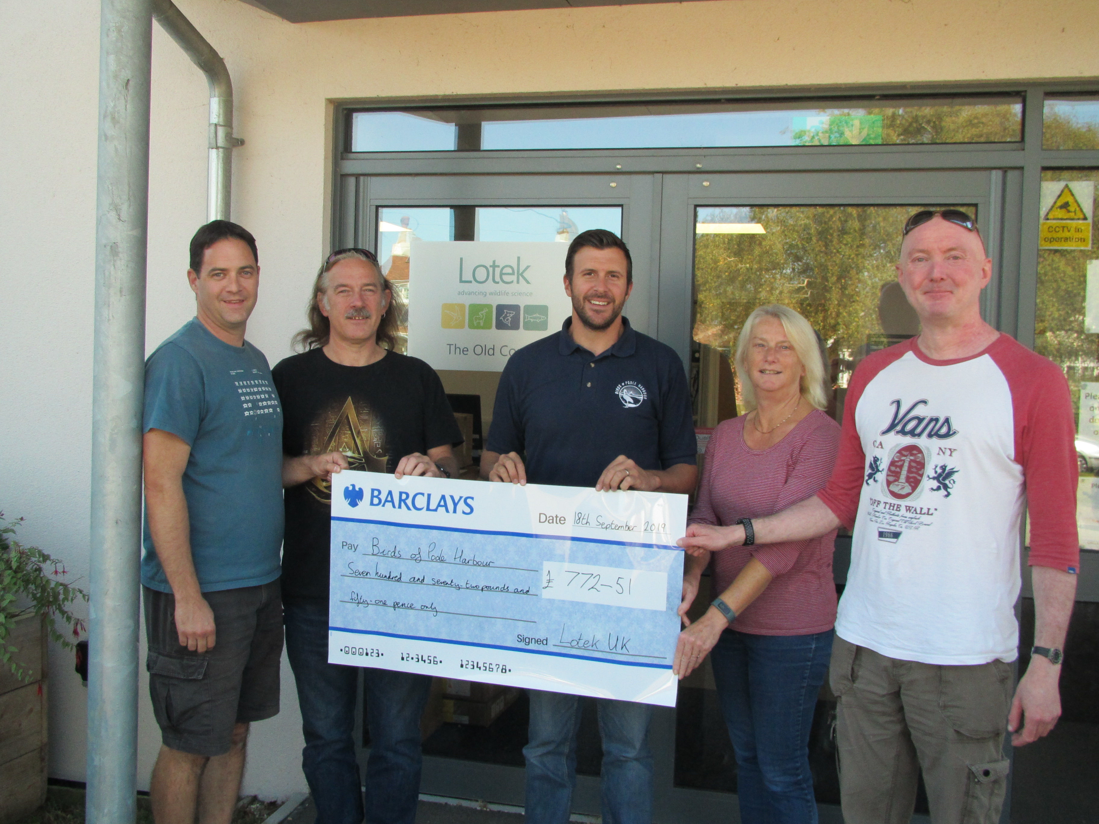 Birds of Poole Harbour cheque presentation 2019